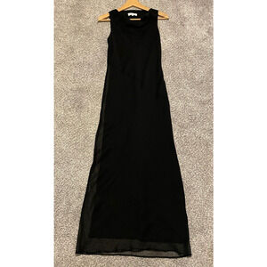 Vintage Womens Maxi Dress Size 2 Black Chiffon Cowl Neck Formal Witchy Goth 90s